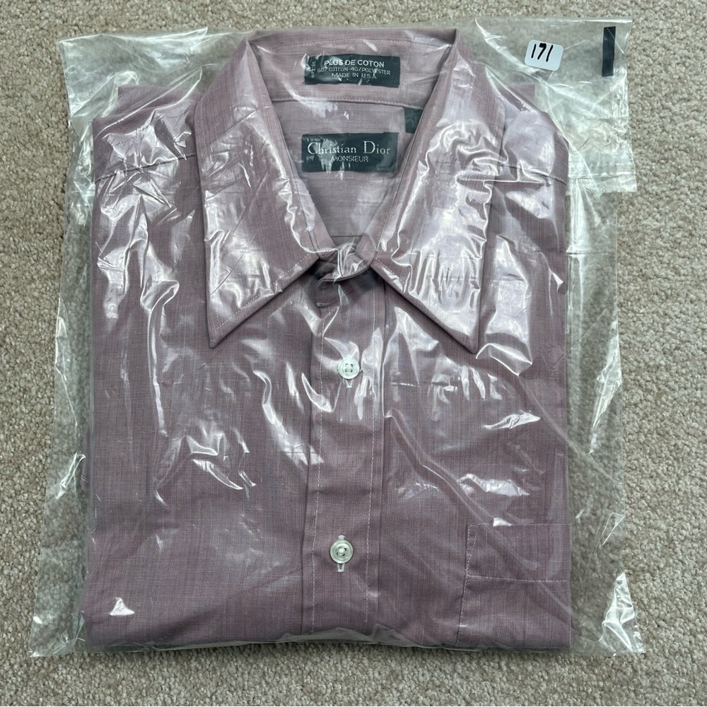 Vintage Christian Dior Shirt Adult Neck 15.5 Pink Button Up Designer Preppy Men - Picture 12 of 12